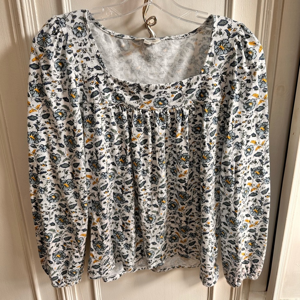 Lucky Brand Floral Blouse - White/blue/yellow